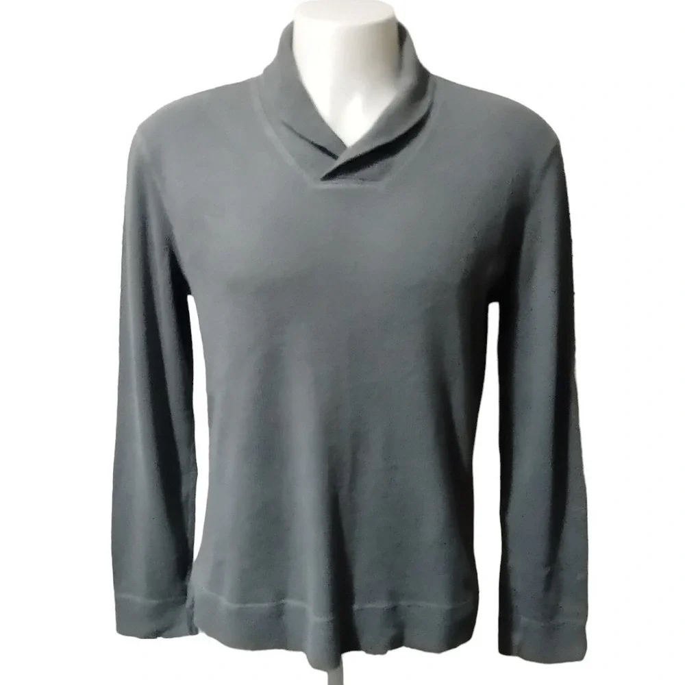 Banana Republic Sweater Men's Size Medium Gray Mock Neck Turn Down Long Sleeve